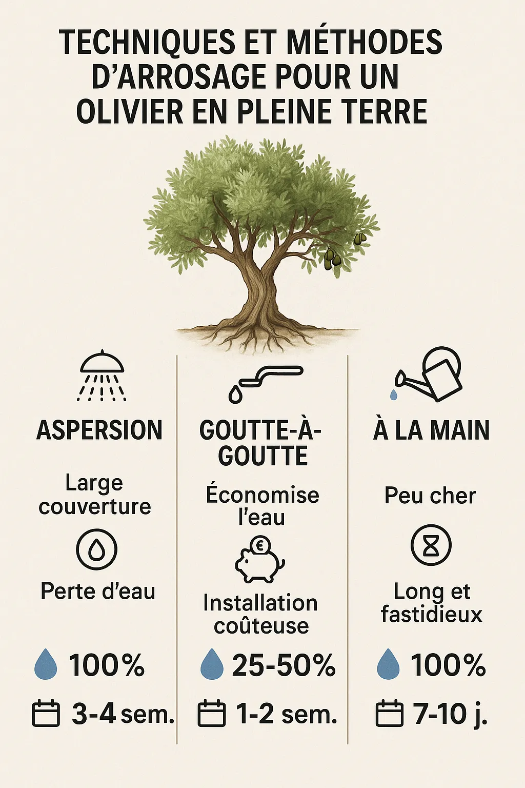 arrosage olivier en terre