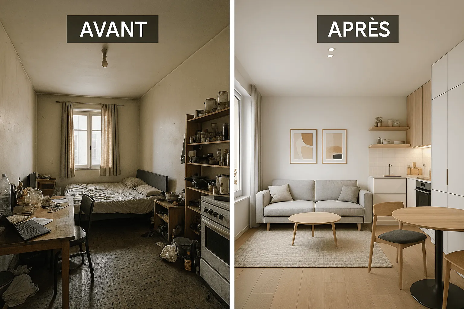 aménagement studio 25 m²
