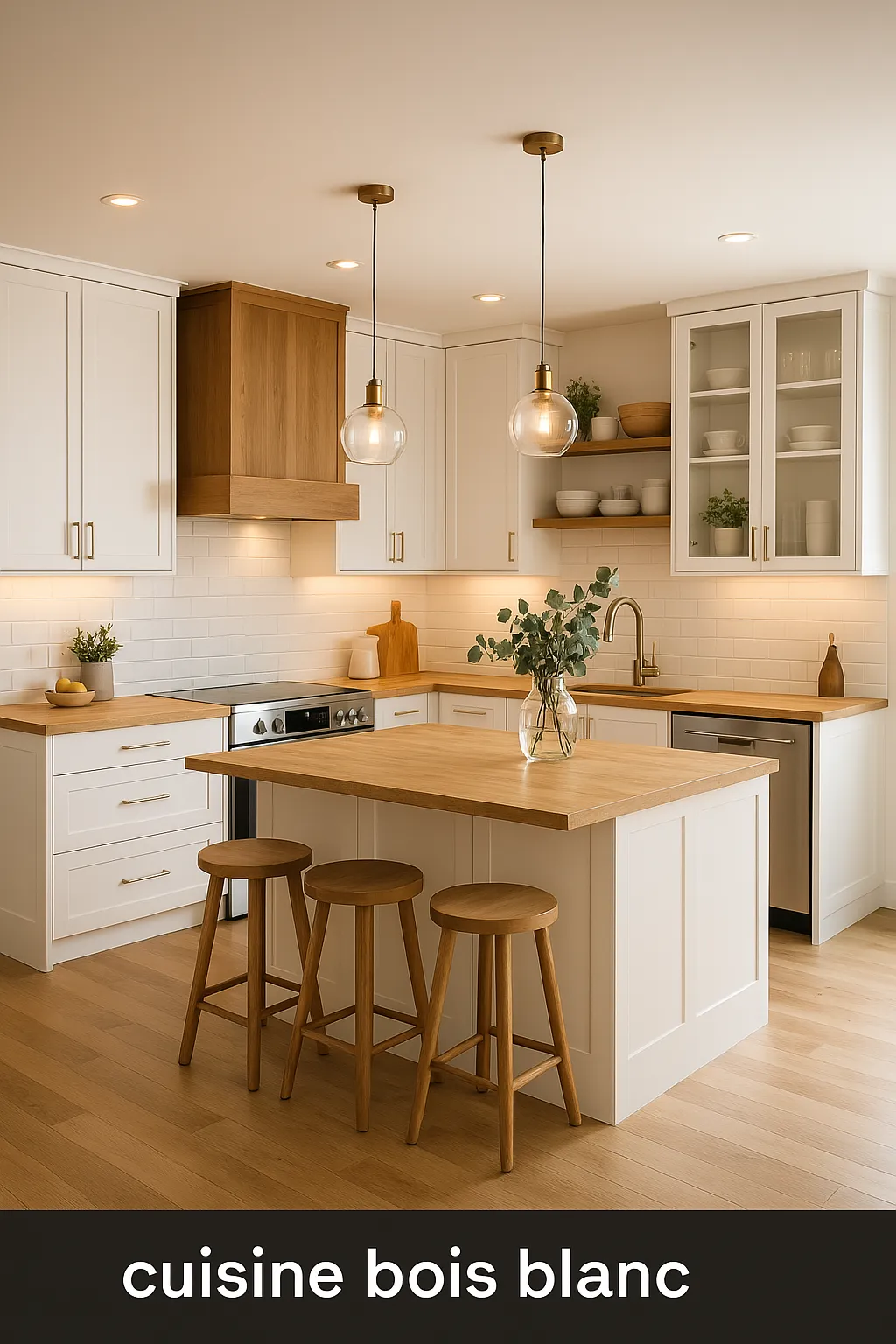 idée cuisine blanche et bois