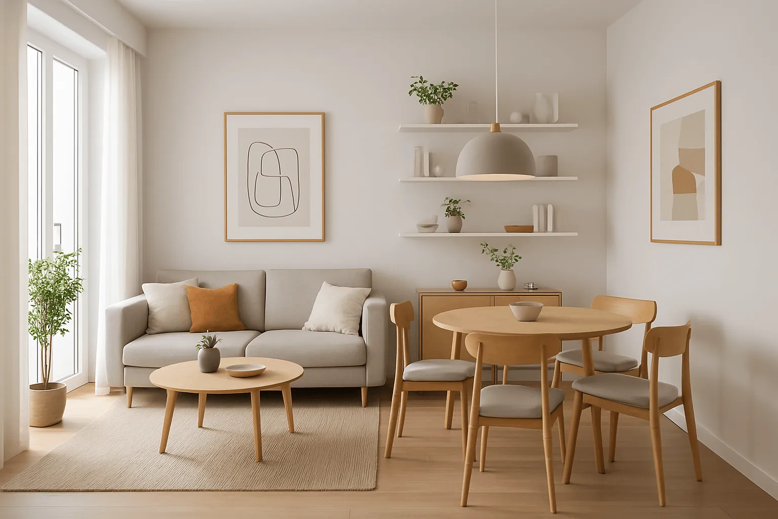 petit salon et salle à manger dans la même pièce