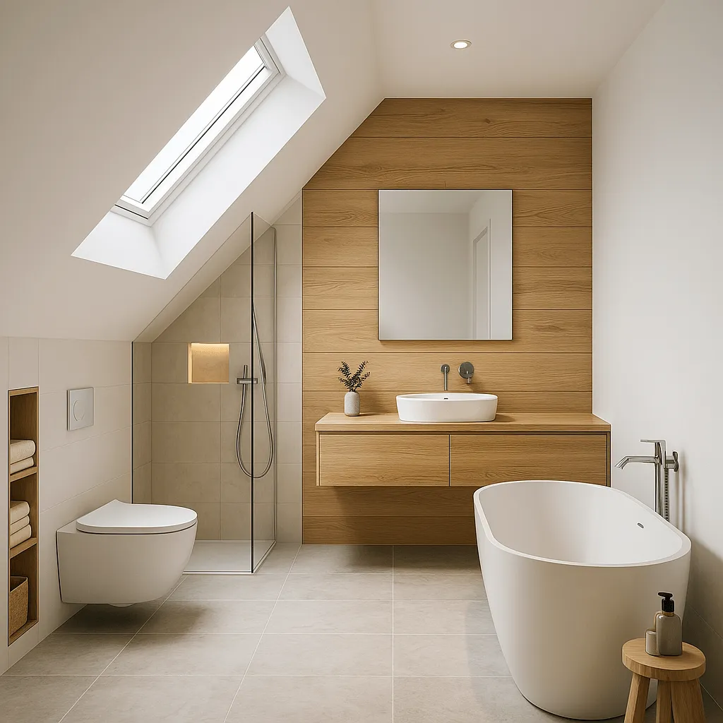 plan salle de bain sous pente 5m2