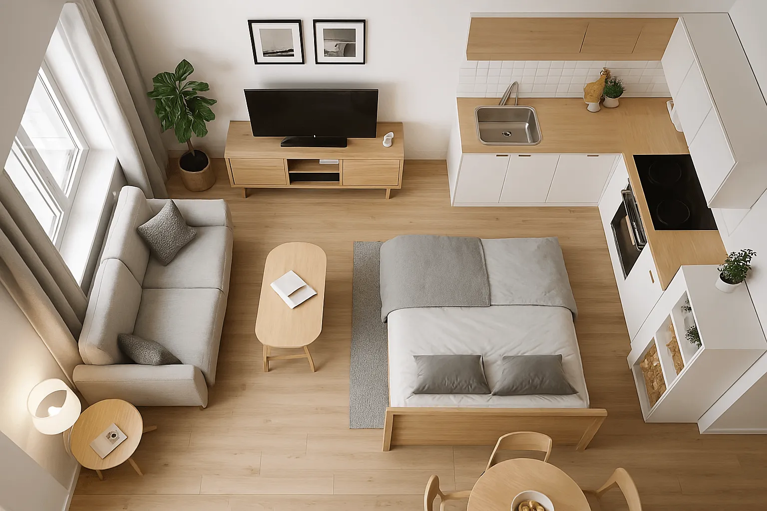 plan studio 30m² 3d