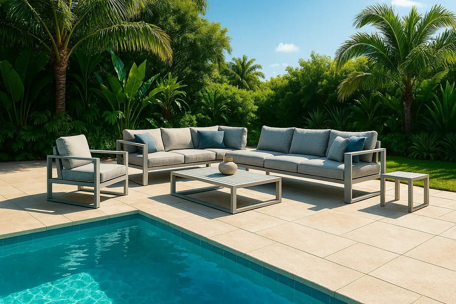 salon de jardin piscine