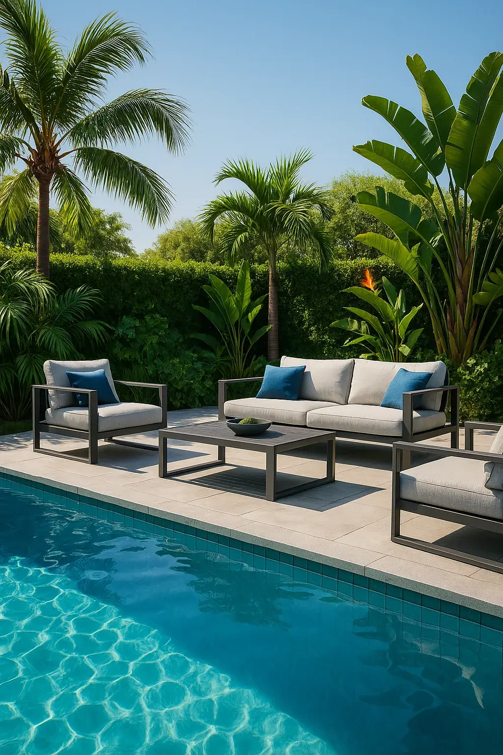 salon de jardin piscine