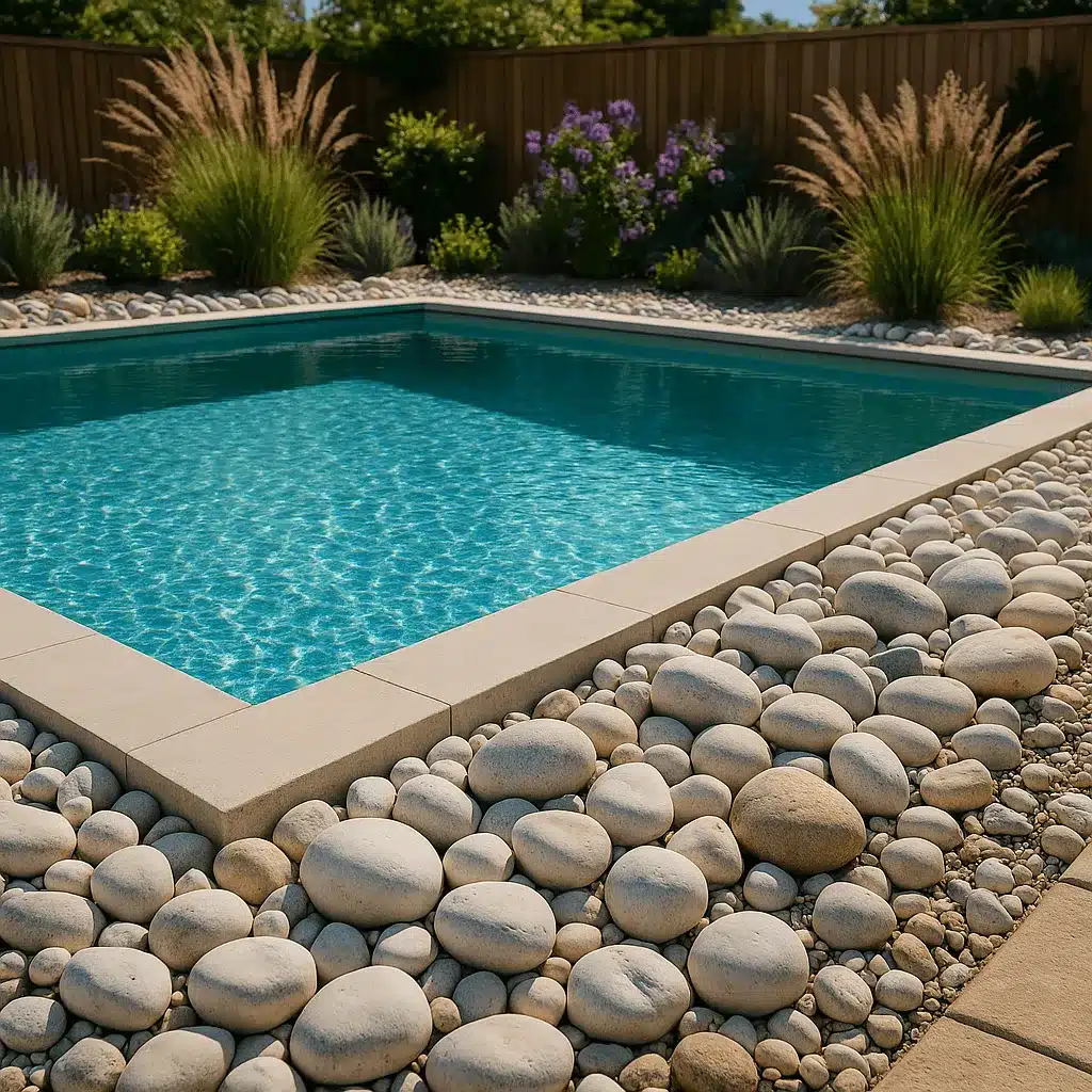 cailloux autour piscine 