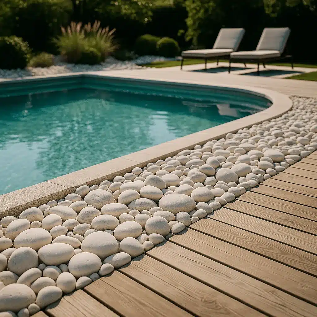 déco gravier autour piscine 