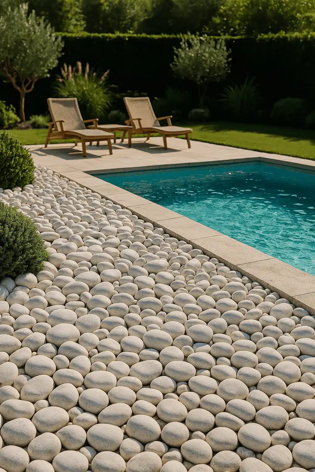 galet autour piscine 