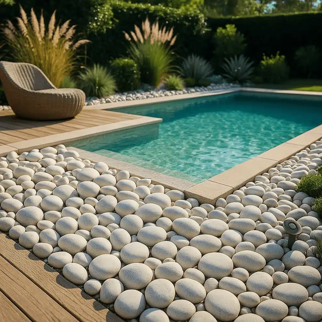 galet autour piscine 